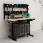 Rocko // 48" Electric Adjustable Workstation + Pegboard