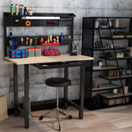 Rocko // 48" Fixed Workstation + Drawer, LED, Pegboard