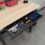 Rocko // 48" Fixed Workstation + Drawer, LED, Pegboard