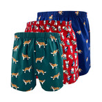 Santa Paws Puppy Dog Lovers Cotton Boxer Shorts // 3 Pack (M)