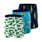 Fun Colorful Reptile Themed Patterned Men's Pajama Shorts // 3 Pack (S)