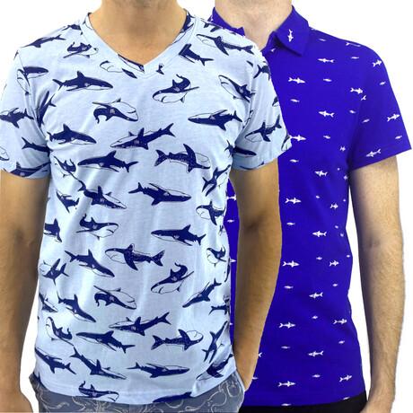 Some Shark Short Sleeve Tops For Men // 2 Pack (S)