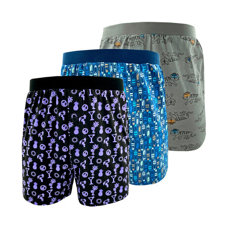 Colorful Unique Men's Pajama Bottom Shorts // 3 Pack (S)