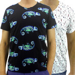 Men's Chameleon And Sail Boat V-Neck Tees // 2 Pack (S)