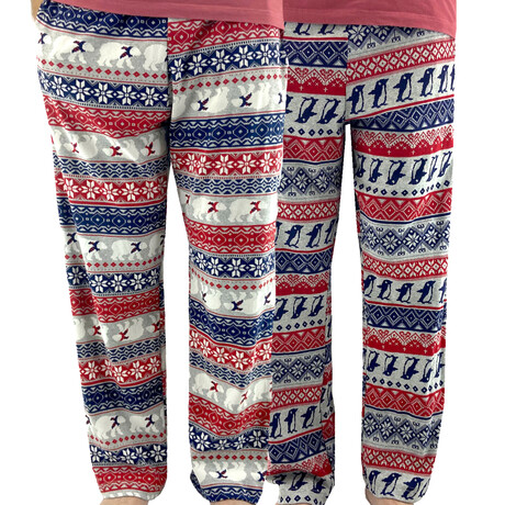 Men's Polar Bear And Penguin Patterned Pajama Pant Bottoms // 2 Pack (S)