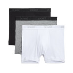 Essental Cotton Boxer Brief 3-Pack // White + Black + Heather Gray (XL)