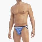 Cotton Stretch Jock Strap 4-Pack // Camelia, Festive Stripe, Dazzling Blue, Camo (S)