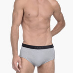 Essential Cotton Fly Front Brief 3-Pack // Black + Gray Heather + Charcoal Heather (S)