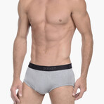 Essential Cotton Fly Front Brief 3-Pack // Black + Gray Heather + Charcoal Heather (S)