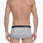 Essential Cotton Fly Front Brief 3-Pack // Black + Gray Heather + Charcoal Heather (S)