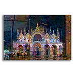 Venice Italy Patriarchal Cathedral Basilica of Saint Mark at Night by Pedro Gavidia (12"H x 16"W x 0.13"D)