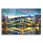 Venice Italy Rialto Bridge at night by Pedro Gavidia (12"H x 16"W x 0.13"D)