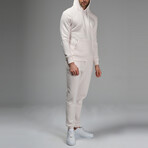 Avery Drawstring Hoodie Track Suit Set // Cream (M)