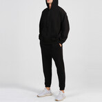 Axa Zip Up Hoodie Track Suit Set // Black (S)