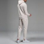 Avery Drawstring Hoodie Track Suit Set // Cream (M)