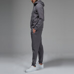 Avery Drawstring Hoodie Track Suit Set // Dark Gray (L)