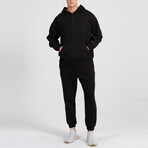 Axa Zip Up Hoodie Track Suit Set // Black (S)