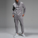 Avery Drawstring Hoodie Track Suit Set // Light Gray (L)