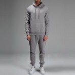 Avery Drawstring Hoodie Track Suit Set // Light Gray (L)