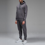 Avery Drawstring Hoodie Track Suit Set // Dark Gray (L)