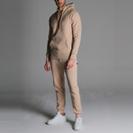 Avery Drawstring Hoodie Track Suit Set // Light Brown (L)