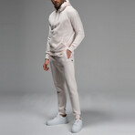 Avery Drawstring Hoodie Track Suit Set // Cream (M)