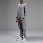 Avery Drawstring Hoodie Track Suit Set // Light Gray (L)