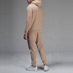 Avery Drawstring Hoodie Track Suit Set // Light Brown (L)