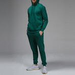 Avery Drawstring Hoodie Track Suit Set // Green (L)