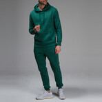 Avery Drawstring Hoodie Track Suit Set // Green (L)