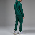 Avery Drawstring Hoodie Track Suit Set // Green (L)