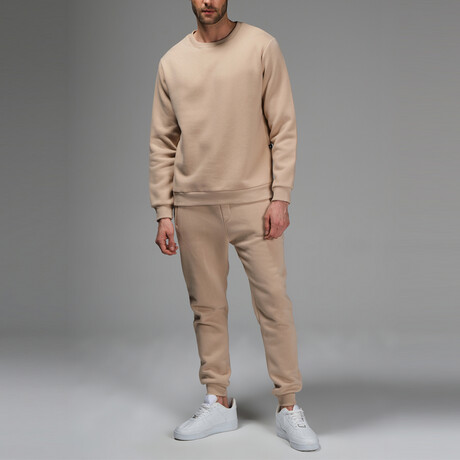 Kai Crewneck Track Suit Set // Light Brown (S)
