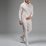 Avery Drawstring Hoodie Track Suit Set // Cream (M)