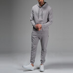 Avery Drawstring Hoodie Track Suit Set // Light Gray (L)