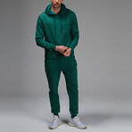 Avery Drawstring Hoodie Track Suit Set // Green (L)