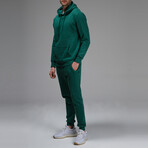 Avery Drawstring Hoodie Track Suit Set // Green (L)