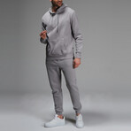 Avery Drawstring Hoodie Track Suit Set // Light Gray (L)