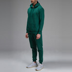 Avery Drawstring Hoodie Track Suit Set // Green (L)