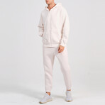 Axa Zip Up Hoodie Track Suit Set // Cream (S)
