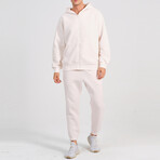 Axa Zip Up Hoodie Track Suit Set // Cream (S)