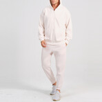 Axa Zip Up Hoodie Track Suit Set // Cream (S)