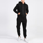 Ider Zip Up Drawstring Hoodie Track Suit Set // Black (M)