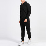 Ider Zip Up Drawstring Hoodie Track Suit Set // Black (M)