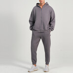 Axa Zip Up Hoodie Track Suit Set // Dark Gray (M)