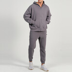 Axa Zip Up Hoodie Track Suit Set // Dark Gray (M)