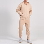 Axa Zip Up Hoodie Track Suit Set // Light Brown (S)