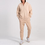 Axa Zip Up Hoodie Track Suit Set // Light Brown (S)