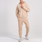 Axa Zip Up Hoodie Track Suit Set // Light Brown (S)