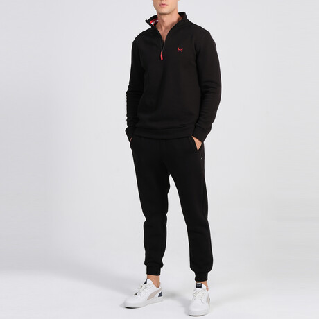 Kre Quarter Zip Track Suit Set // Black (S)