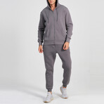 Ider Zip Up Drawstring Hoodie Track Suit Set // Dark Gray (L)